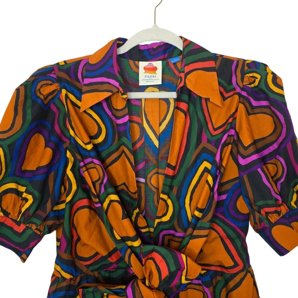 Farm Rio Short-Sleeve Bow-Front Heart Mini Dress - Picture 4 of 9
